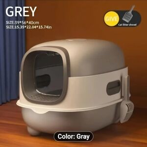Enclosed Extra Large Gray Litter Box with Drawer by [Brand]